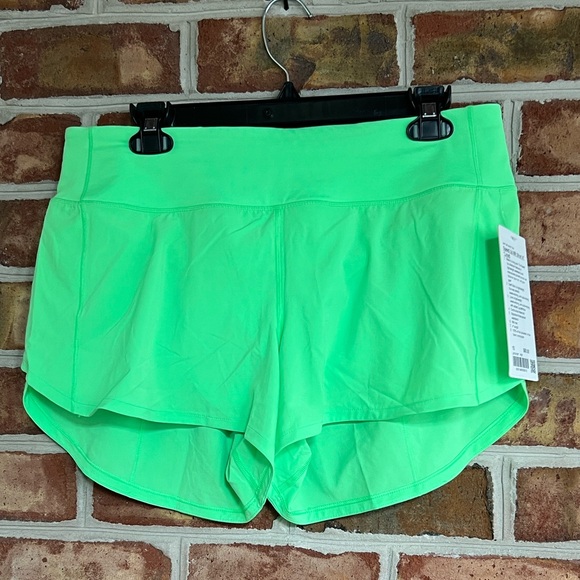NWT Lululemon Athletica Speed Up 4” Neon Green lined Athletic Shorts. 10 - Picture 1 of 12